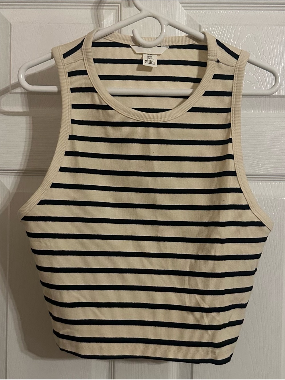 H&M Cream and Black Striped Ribbed Tank